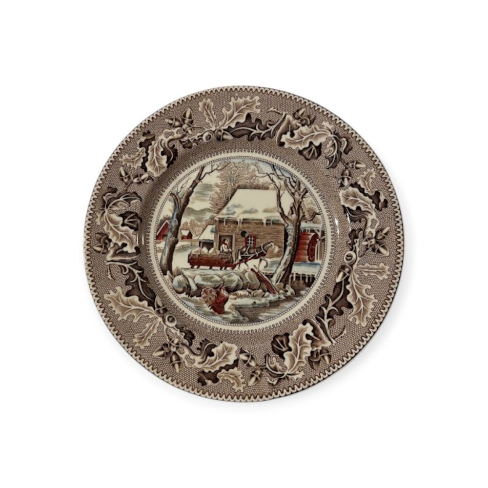 Johnson Brothers Historic America Brown Multicolor Service Plate Charger FLAWED